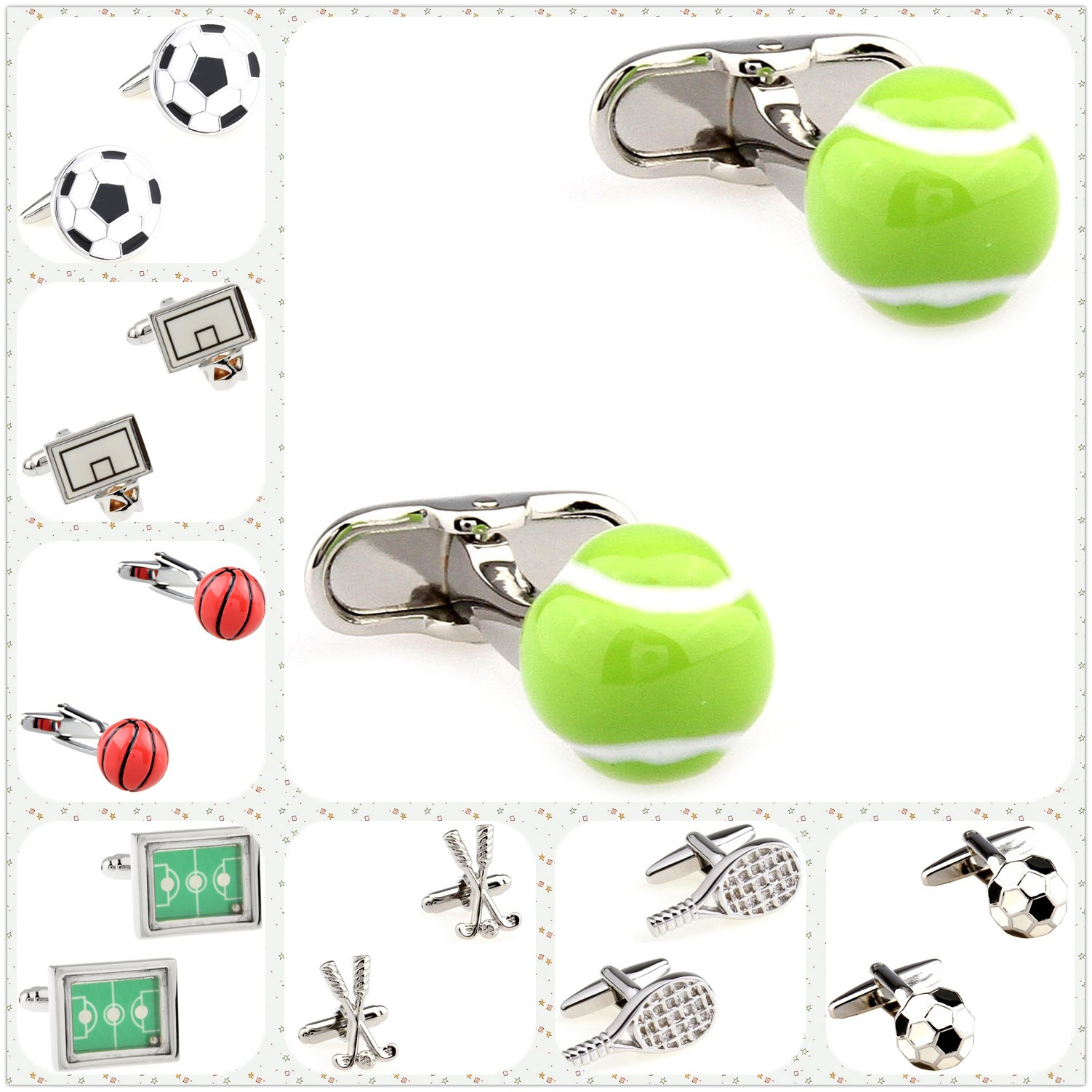 25 Designs Ball Cufflinks Men  - Badminton Video 评论和价格